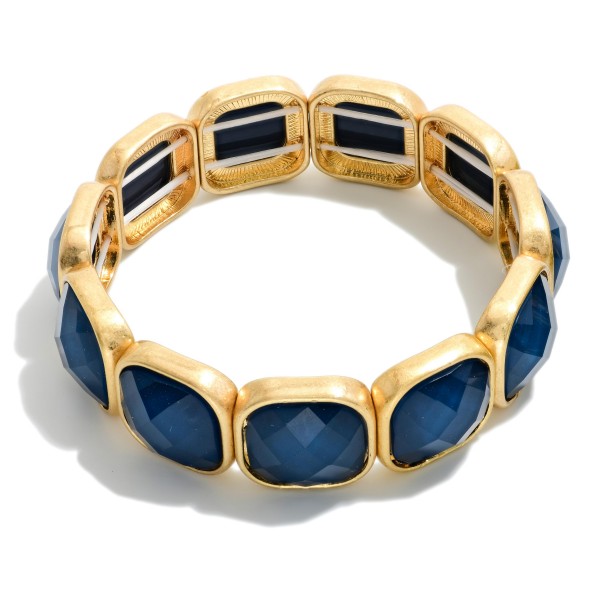 Faceted Acetate & Metal Tone Cube Stretch Bracelet 

- Approximately 2.5" D