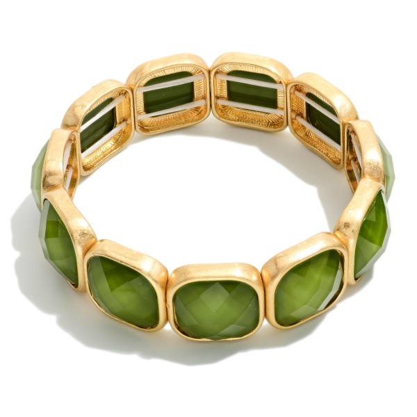 Faceted Acetate & Metal Tone Cube Stretch Bracelet 

- Approximately 2.5" D