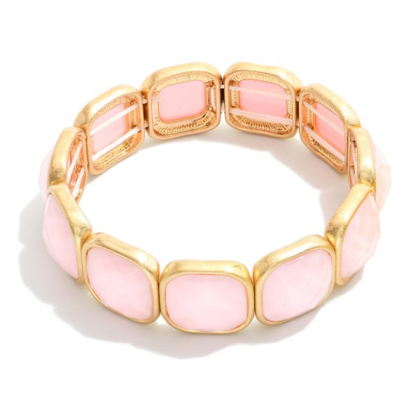 Faceted Acetate & Metal Tone Cube Stretch Bracelet 

- Approximately 2.5" D