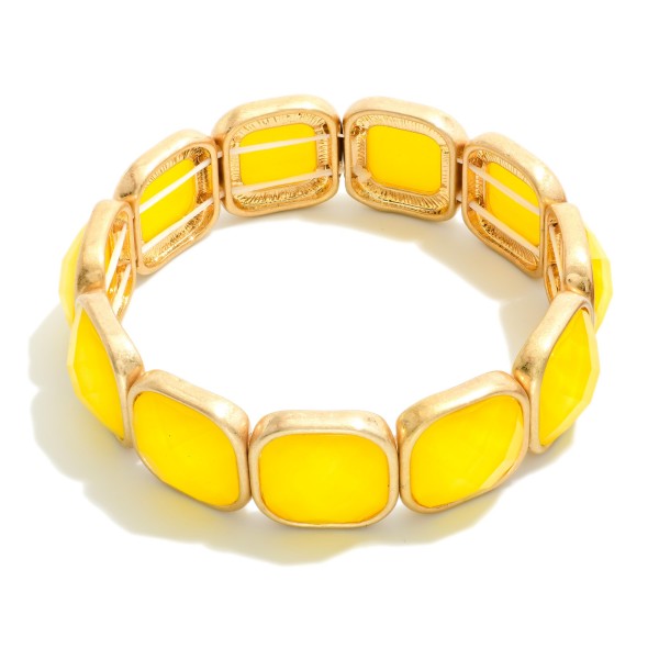 Faceted Acetate & Metal Tone Cube Stretch Bracelet 

- Approximately 2.5" D