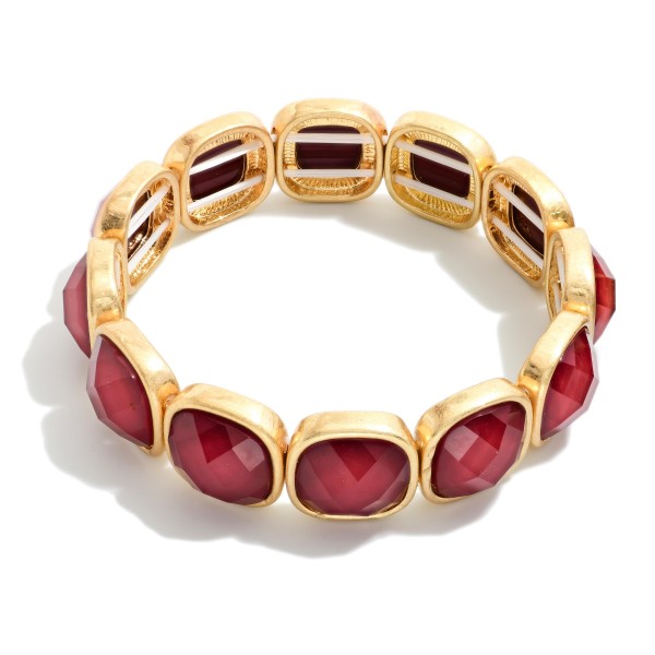 Faceted Acetate & Metal Tone Cube Stretch Bracelet 

- Approximately 2.5" D