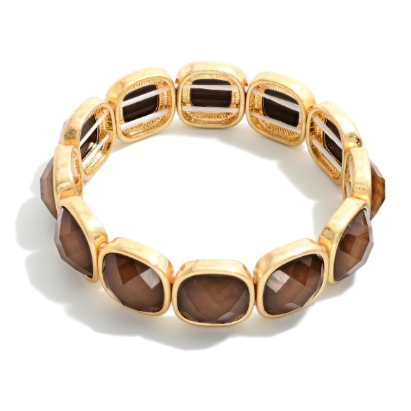 Faceted Acetate & Metal Tone Cube Stretch Bracelet 

- Approximately 2.5" D