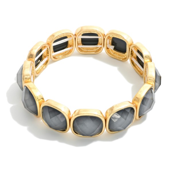 Faceted Acetate & Metal Tone Cube Stretch Bracelet 

- Approximately 2.5" D