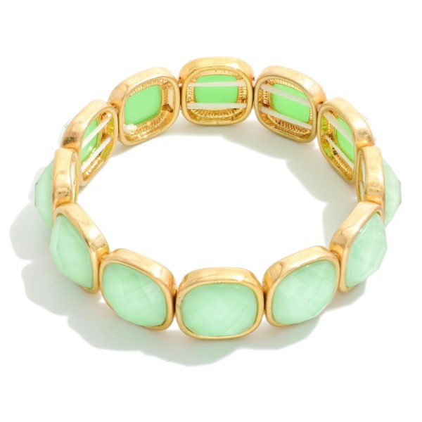 Faceted Acetate & Metal Tone Cube Stretch Bracelet 

- Approximately 2.5" D