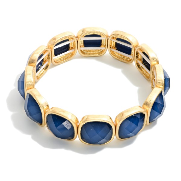 Faceted Acetate & Metal Tone Cube Stretch Bracelet 

- Approximately 2.5" D