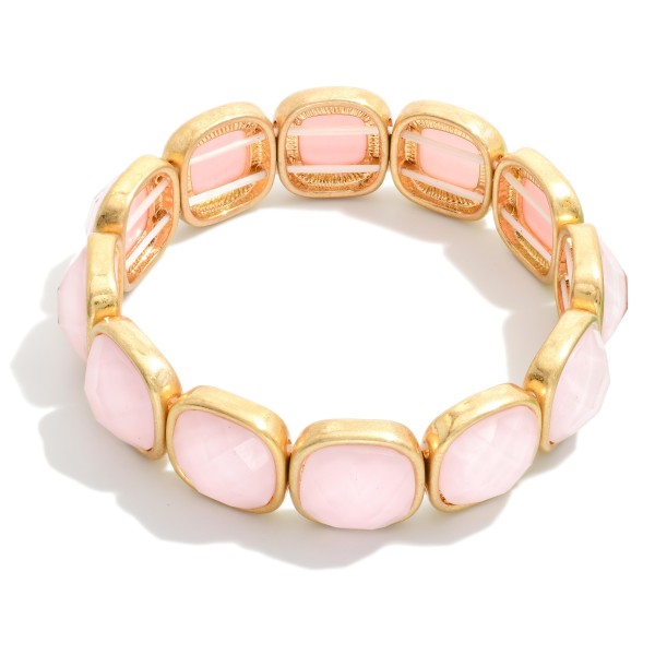 Faceted Acetate & Metal Tone Cube Stretch Bracelet 

- Approximately 2.5" D