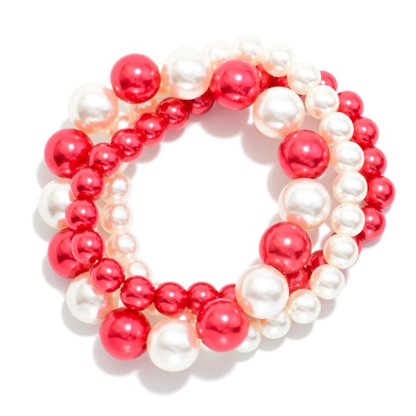Set Of Three Metallic Game Day Beaded Stretch Bracelets 

- Approximately 2.5" D