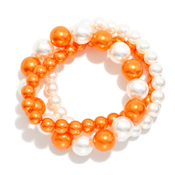 Set Of Three Metallic Game Day Beaded Stretch Bracelets 

- Approximately 2.5" D