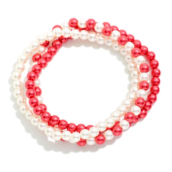 Set Of Three Metallic Game Day Bead Beaded Stretch Bracelets

- Approximately 2.5"D
