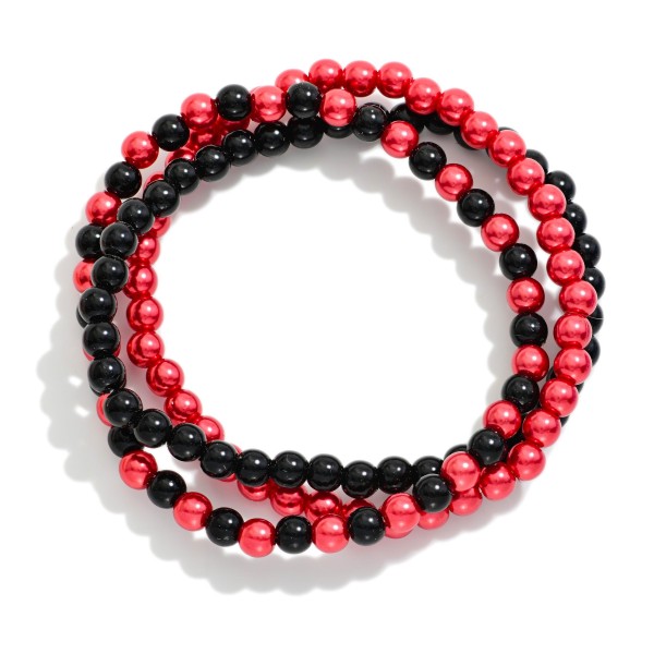 Set Of Three Metallic Game Day Bead Beaded Stretch Bracelets

- Approximately 2.5"D