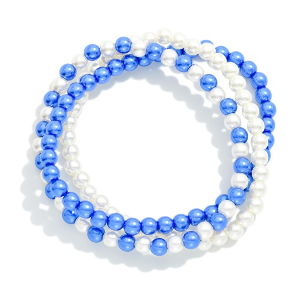 Set Of Three Metallic Game Day Bead Beaded Stretch Bracelets

- Approximately 2.5"D