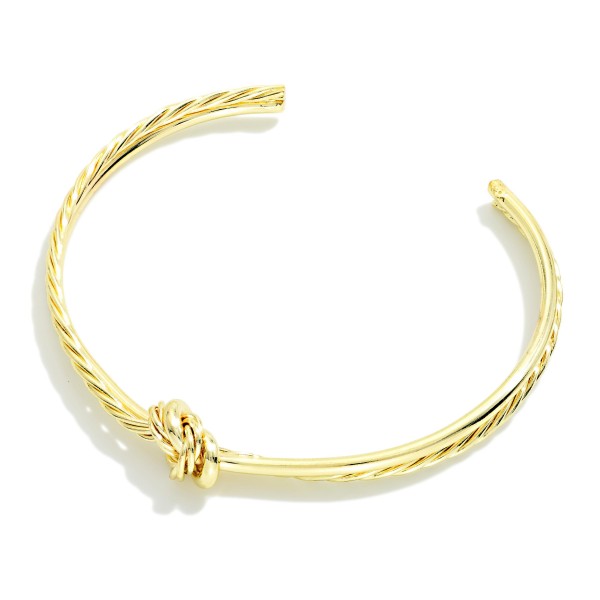 Layered Twisted Metal Cuff Bracelet With Knot Detail 

- Approximately 2.5" D