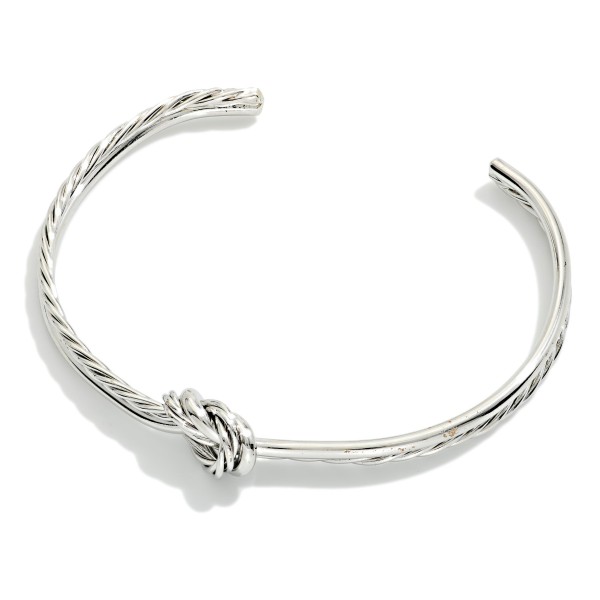 Layered Twisted Metal Cuff Bracelet With Knot Detail 

- Approximately 2.5" D