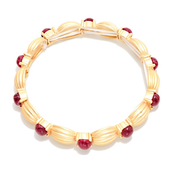 Ribbed Bangle Bracelet Featuring Acetate Dome Details 

- Approximately 2.5" D