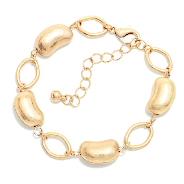 Chain Link Bracelet Featuring Metal Tone Bead Stations 

- Approximately 2.5" D
- Extender 2" L