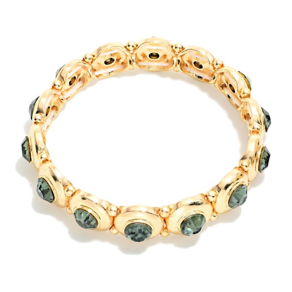 Metal Tone & Rhinestone Bangle Stretch Bracelet 

- Approximately 2.5" D