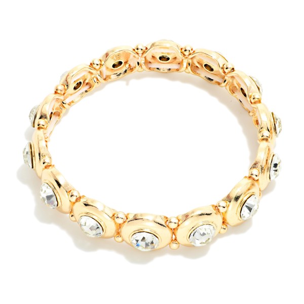 Metal Tone & Rhinestone Bangle Stretch Bracelet 

- Approximately 2.5" D