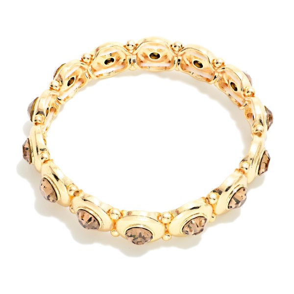 Metal Tone & Rhinestone Bangle Stretch Bracelet 

- Approximately 2.5" D