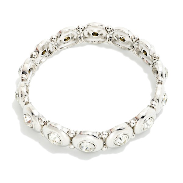 Metal Tone & Rhinestone Bangle Stretch Bracelet 

- Approximately 2.5" D