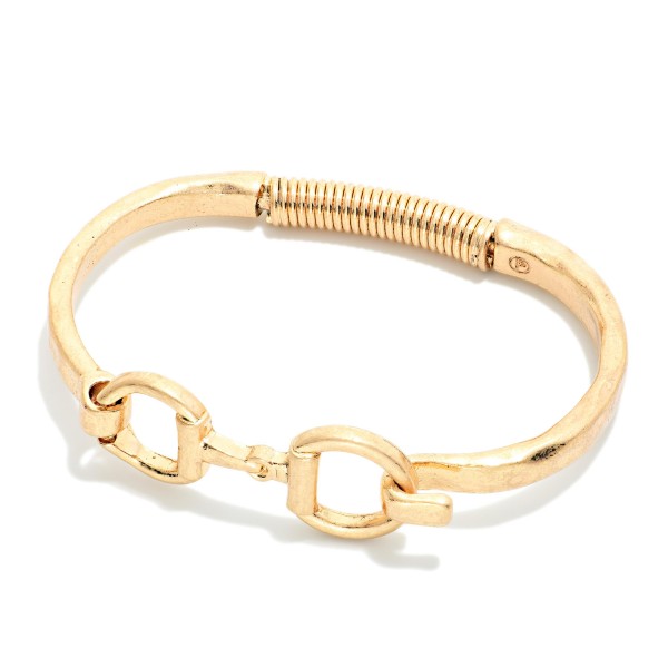 Hammered Metal Hinged Horsebit Bangle Bracelet 

- Approximately 2.75" D