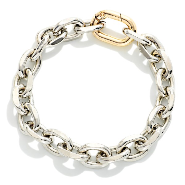 Two Tone Chain Link Bracelet 

- Approximately 3.25" D