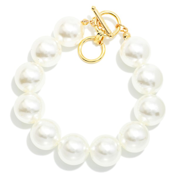 Chunky Acetate Bead Beaded Bracelet With Toggle Clasp 

- Approximately 2.75" D