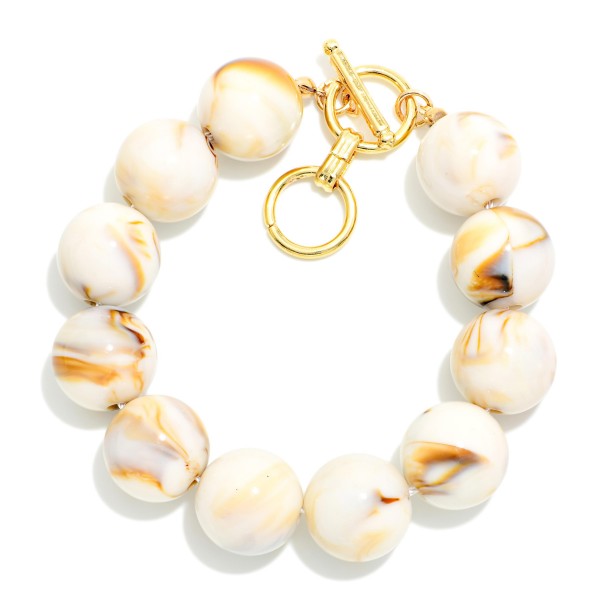 Chunky Acetate Bead Beaded Bracelet With Toggle Clasp 

- Approximately 2.75" D