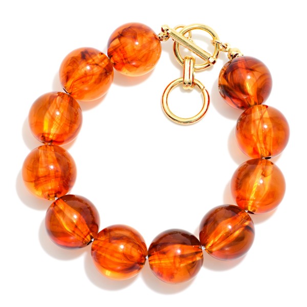 Chunky Acetate Bead Beaded Bracelet With Toggle Clasp 

- Approximately 2.75" D