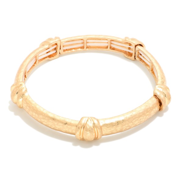 Hammered Metal Bangle Stretch Bracelet Featuring Layered Metal Details 

- Approximately 2.5" D