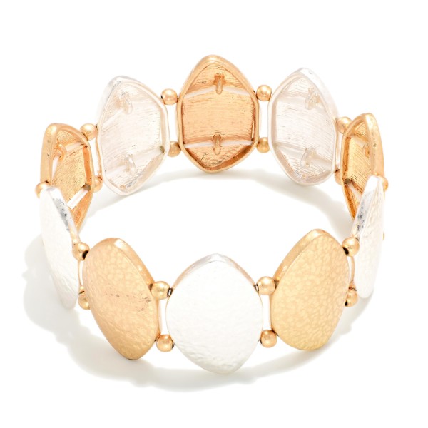 Hammered Metal Ovoid Stretch Bracelet 

- Approximately 3.5" D