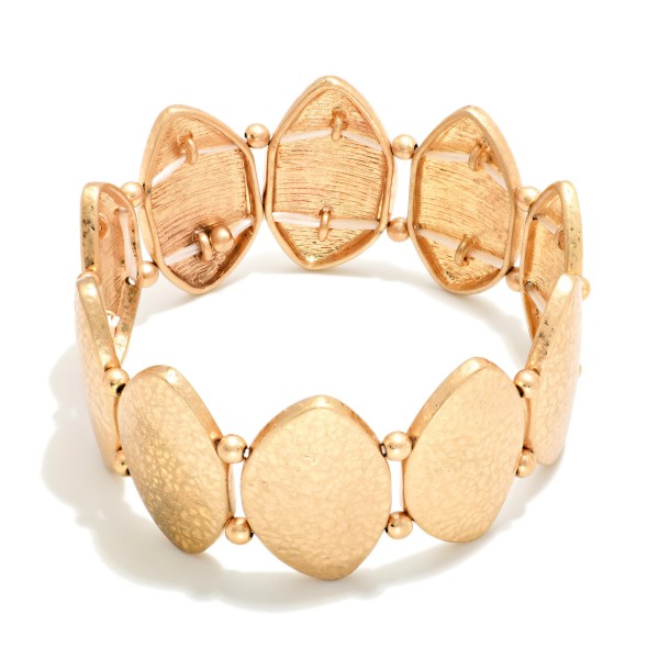 Hammered Metal Ovoid Stretch Bracelet 

- Approximately 3.5" D