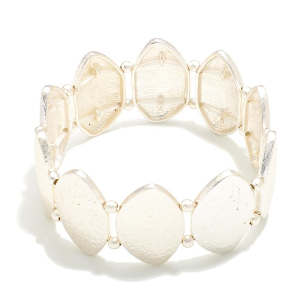 Hammered Metal Ovoid Stretch Bracelet 

- Approximately 3.5" D