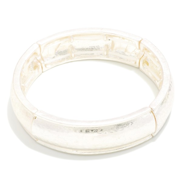 Hammered Metal Bangle Stretch Bracelet 

- Approximately 2.25" D