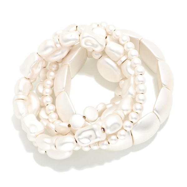 Set Of 5 Chunky Matte Metal Stretch Bracelets 

- Approximately 3" D