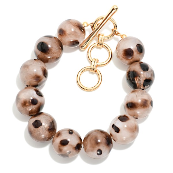 Acetate Animal Print Bead Beaded Bracelet 

- Approximately 3.5" D