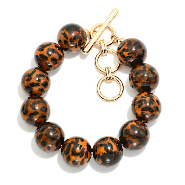 Acetate Animal Print Bead Beaded Bracelet 

- Approximately 3.5" D