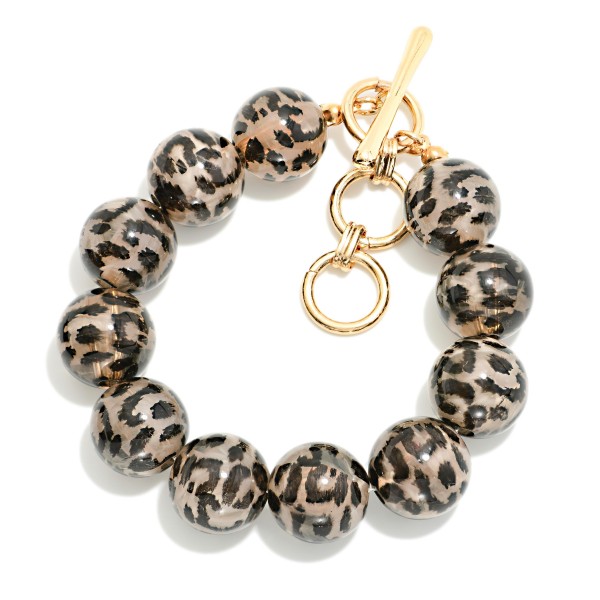 Acetate Animal Print Bead Beaded Bracelet 

- Approximately 3.5" D