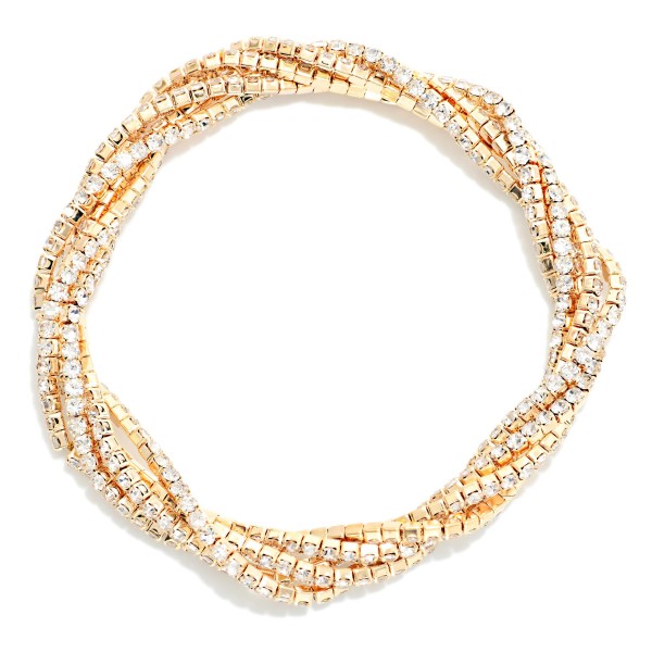 Set Of Five Twisted Rhinestone Bracelets 

- Approximately 2.5" D