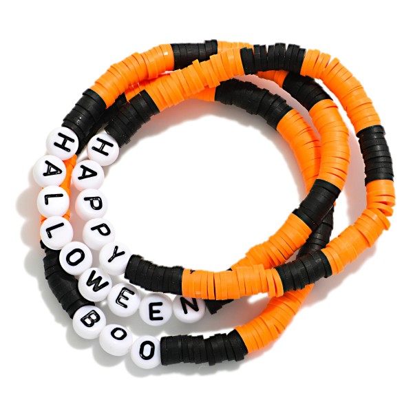 Set Of 3 Heishi Halloween Beaded Stretch Bracelets 

- Approximately 2.25" D