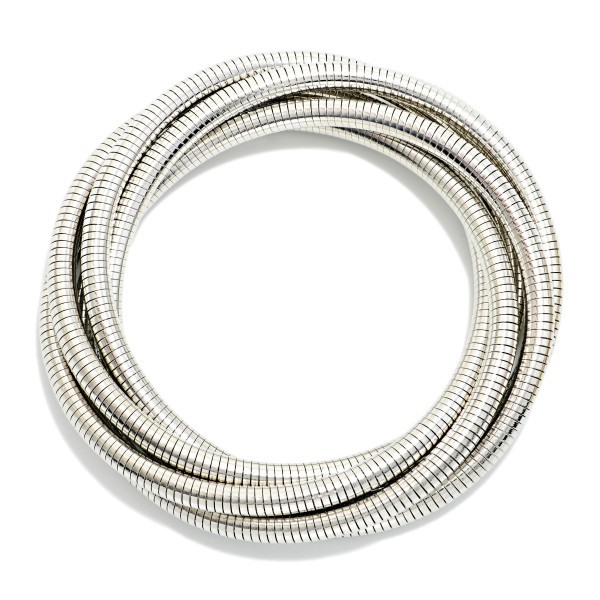 Layered Metal Tone Coiled Stretch Bracelet 

- Approximately 2.5" D