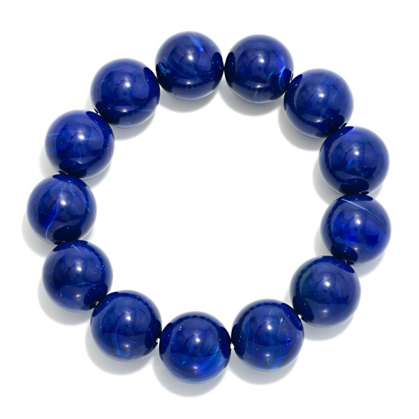 Marbled Acetate Bead Beaded Stretch Bracelet 

- Approximately 2.5" D