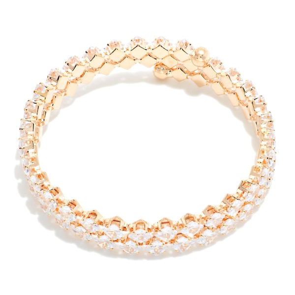Cubic Zirconia Wrap Bangle Bracelet 

Approximately 2" D