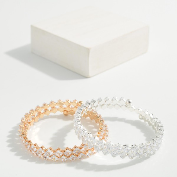 Cubic Zirconia Wrap Bangle Bracelet 

Approximately 2" D