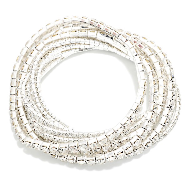 Set Of 10 Rhinestone Stretch Bracelets 

- Approximately 4" D