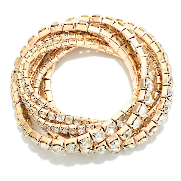 Set Of 7 Rhinestone Stretch Bracelets 

- Approximately 3.5" D