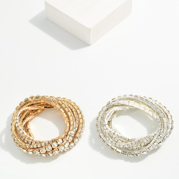 Set Of 7 Rhinestone Stretch Bracelets 

- Approximately 3.5" D