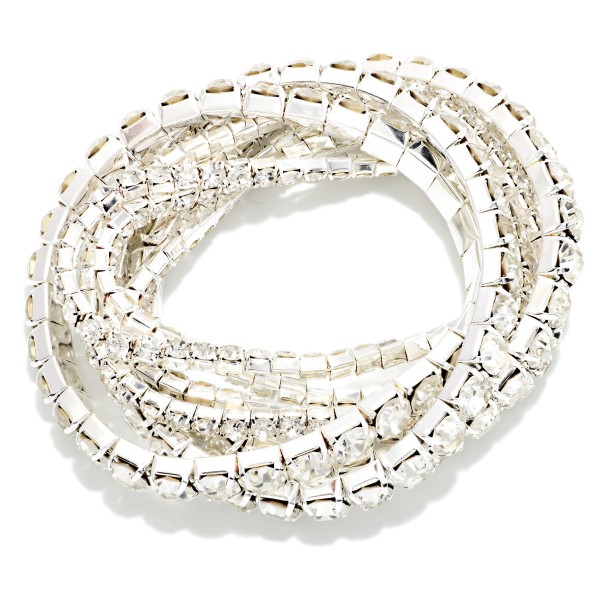 Set Of 7 Rhinestone Stretch Bracelets 

- Approximately 3.5" D