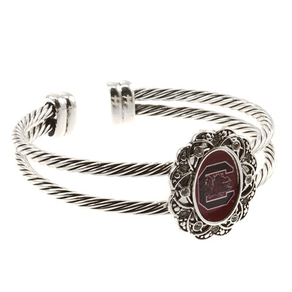 Wholesale officially licensed South Carolina inspired silver double wired cuff b