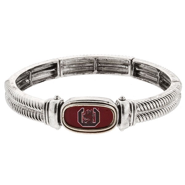 Wholesale officially licensed silver stretch bracelet South Carolina Logo