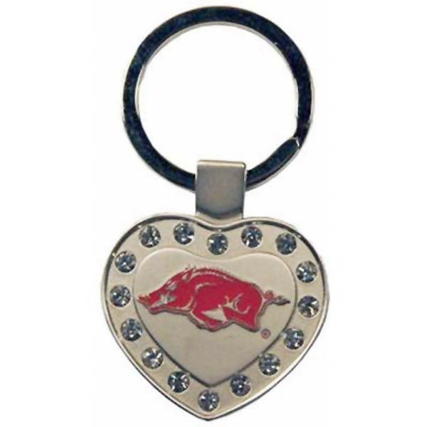 Wholesale officially licensed brushed Stainless heart keychain trimmed rhineston